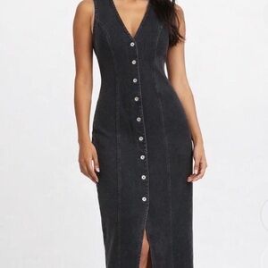Abercrombie Black Denim Button-Down Dress